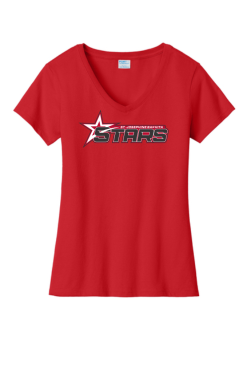Womens Bright Red V Neck Tee