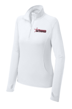 Womens White Sport Wick Stretch Quarter Zip Pullover