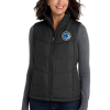 Women's Black Puffy Vest with Cubs Bow circle logo embroidered left chest