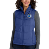 Women's Mediterranean Blue Puffy Vest with Cubs Bow circle logo embroidered left chest