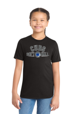 Youth Black TriBlend TShirt With Cubs Sofball Logo Full Chest