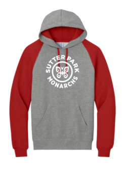 96C OxfordRed Unisex Colorblock Raglan Hoodie Sweatshirt