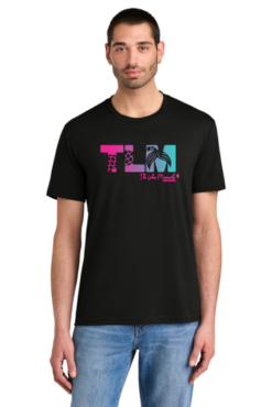 dm130 black adult triblend t shirt with tlm full chest logo