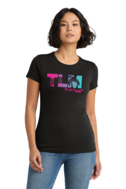 dm130l black ladies triblend t shirt with tlm full chest logo