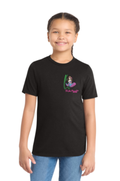 dt130y black youth triblend t shirt with left chest logo