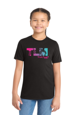 dt130y black youth triblend t shirt with tlm full chest logo