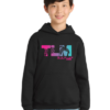 pc90yh black youth hooded sweatshirt with tlm full chest logo