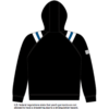 sublimated black hooded sweatshirt with logo on front back view 1