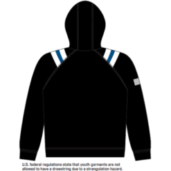 sublimated black hooded sweatshirt with logo on front back view 1