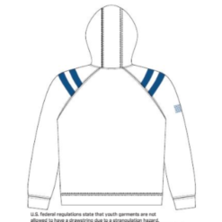 sublimated white hooded sweatshirt with logo on front back view 1