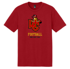 DM130 Classic Red TriBlend Tshirt with WC Football on front