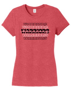 DM130L Red Frost Ladies Tshirt with Warriors Logo