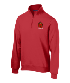 ST253 True Red Quarter Zip with embroidered logo left chest