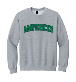 18000 Sport Gray Heavy Blend Crewneck Sweatshirt with SimStitch Mavericks full chest