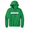 996M Kelly Green NuBlend Pullover Hooded Sweatshirt with Mavericks Hockey logo full chest