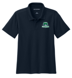 Y110 River Blue Navy Youth Dry Zone UV Micro-Mesh Polo with embroidered Columbus Mavericks logo
