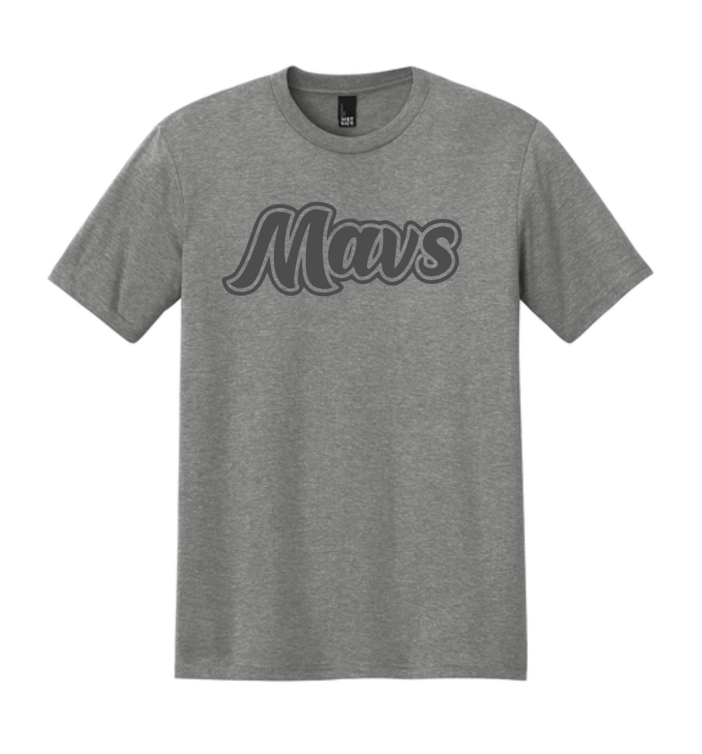 DM130 Gray Frost Triblend Shirt with Mavs in Clear Ink