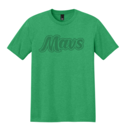DM130 Green Frost Triblend Shirt with Mavs in Clear Ink