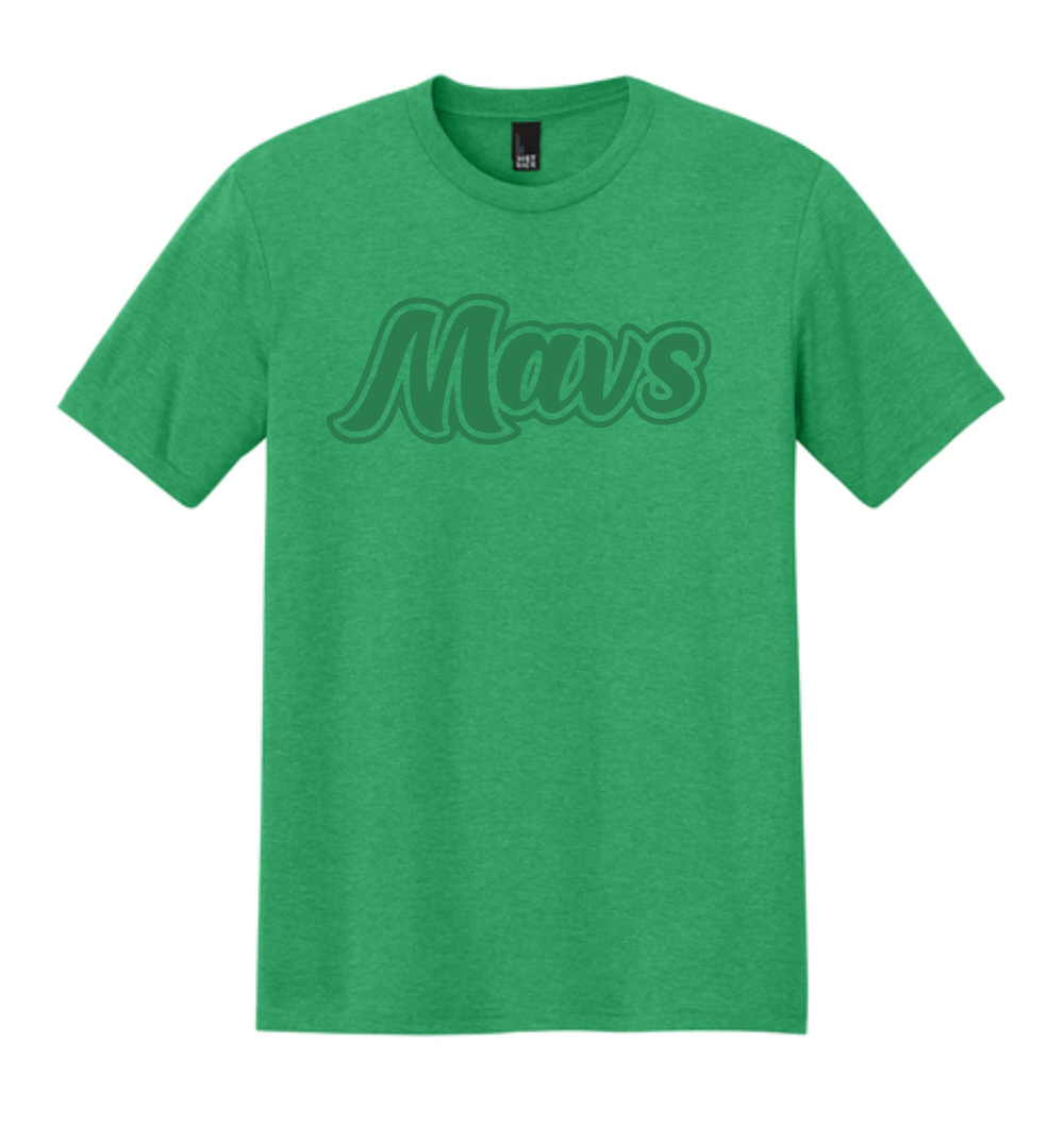 DM130 Green Frost Triblend Shirt with Mavs in Clear Ink