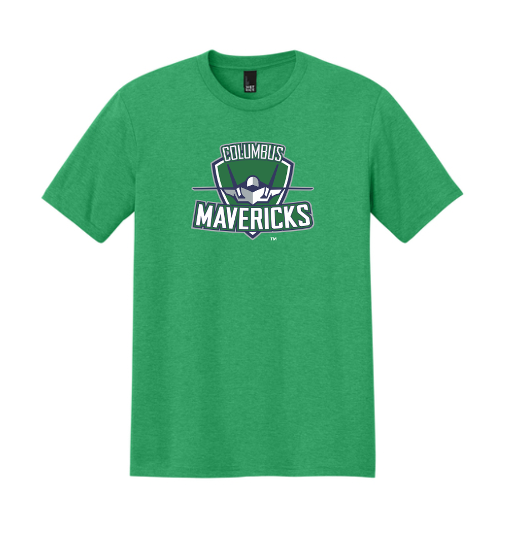 DM130 Green Frost Triblend Shirt with Columbus Mavericks Logo Full Chest