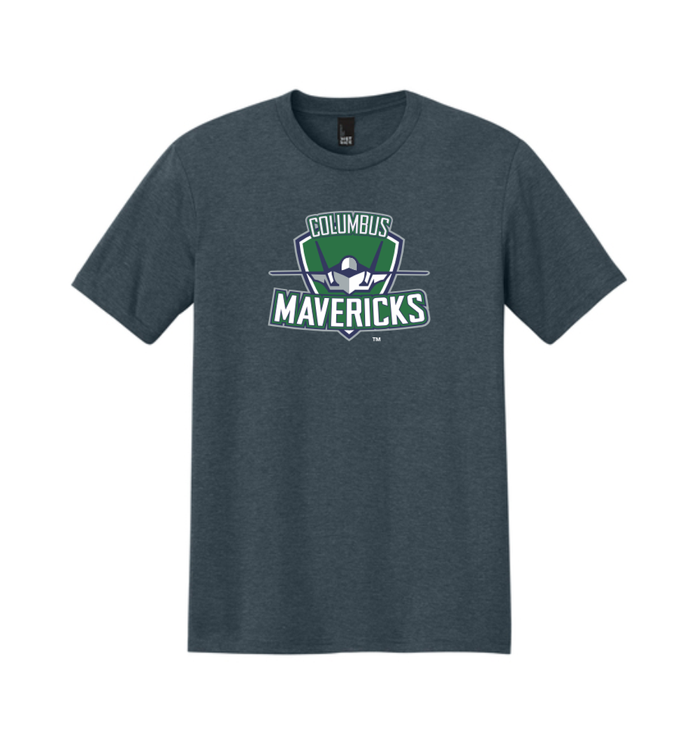 DM130 Navy Frost Triblend Shirt with Columbus Mavericks Logo Full Chest