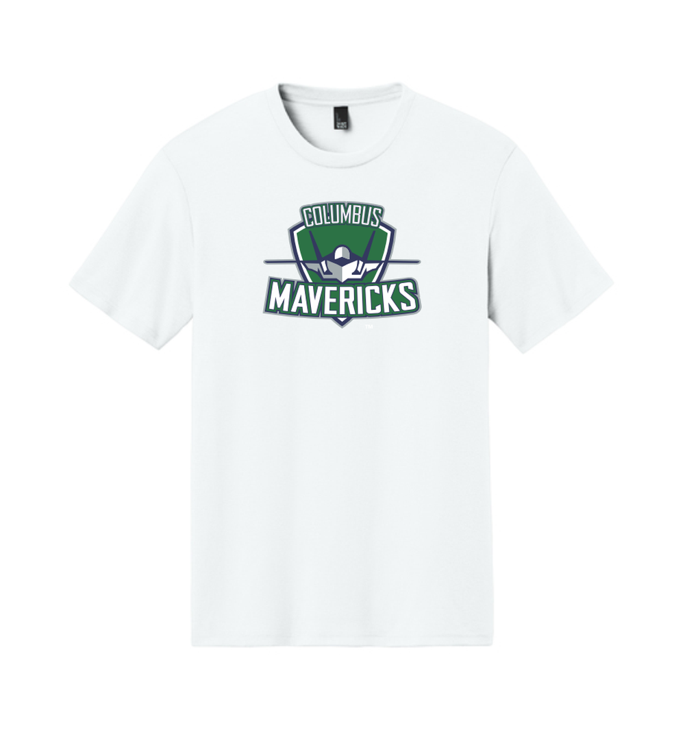 DM130 White Triblend Shirt with Columbus Mavericks Logo Full Chest