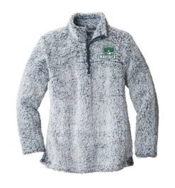 L130 Navy Ladies Cozy 1/4-Zip Fleece with embroidered Columbus Mavericks logo left chest
