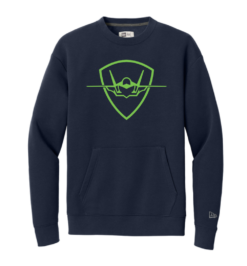 NEA527 True Navy New Era Heritage Fleece Pocket Crew with Nighthawk logo full chest