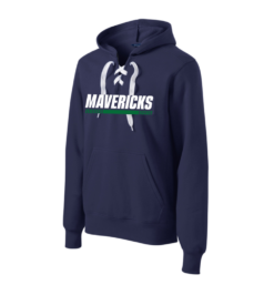 ST271 Navy Lace Up Pullover Hooded Sweatshirt with Columbus Mavericks Hockey logo full chest