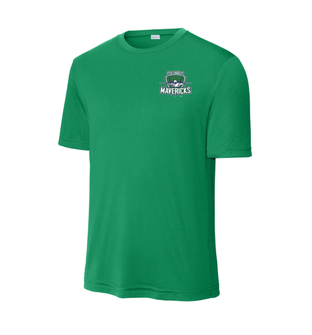 ST350 Kelly Green PosiCharge Competitor Tee with Columbus Mavericks logo left chest