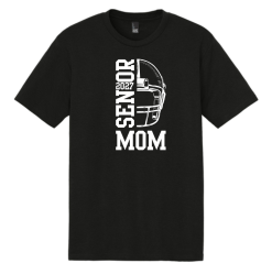Black District Perfect Tri tee with white Senior 2027 football helmet and MOM logo