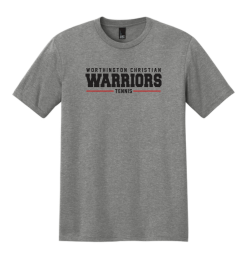 Gray Frost District Perfect Tri tee with the Worthington Christian Warriors Tennis logo across the chest