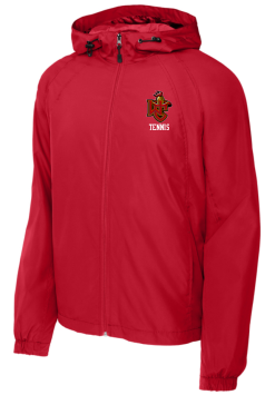 True Red Sport-Tek hooded raglan full-zip jacket with the embroidered WC Tennis logo on the left chest