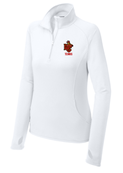 White Sport-Tek ladies Sport-Wick stretch quarter-zip pullover with the WC Tennis logo on the left chest