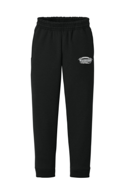 Black Port & Company core fleece jogger with white Warriors Football logo on the left hip