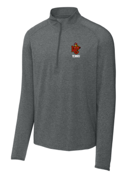Charcoal Grey Heather Sport-Tek Sport-Wick stretch quarter-zip pullover with the WC Tennis logo on the left chest