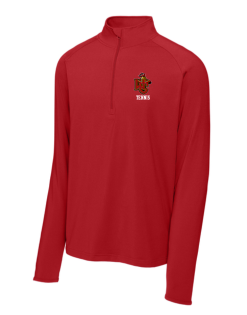 True Red Sport-Tek Sport-Wick stretch quarter-zip pullover with the WC Tennis logo on the left chest