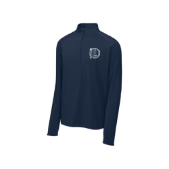 True Navy Sport-Tek Sport-Wick stretch quarter-zip pullover with the white Our Lady of Peace crest on the left chest