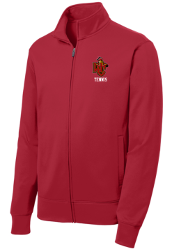 Deep Red Sport-Tek youth Sport-Wick fleece full-zip jacket with the embroidered WC Tennis logo on the left chest