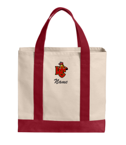 BG429 NaturalRed Cotton Canvas Two-Tone Tote with logo