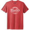 NL6010 Vintage Red Adult Tri Blend Tee with circle logo
