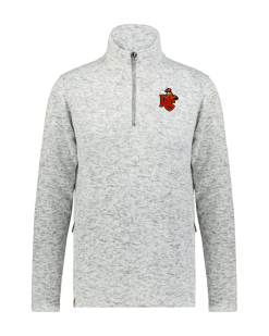 Silver Heather Holloway ladies Alpine sweater fleece quarter-zip pullover with the Worthington Christian logo embroidered on the left chest