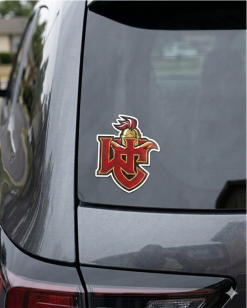 Worthington Christian Warriors die-cut car window decal shown on a rear windshield