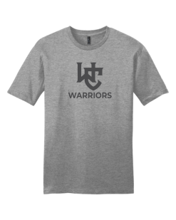 Gray Frost District Perfect Tri tee with the tone-on-tone Worthington Christian logo across the chest