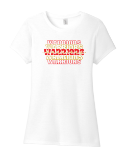 White District women's Perfect Tri tee with the repeating Worthington Christian logo across the chest