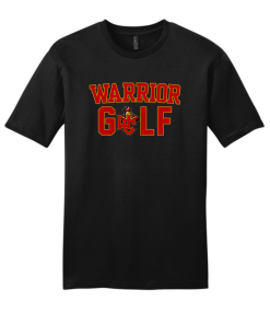 Black District Very Important Tee with the two-color Worthington Christian Warrior Golf logo across the chest