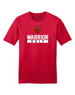 Classic Red District Very Important Tee with the Worthington Christian Warrior Golf logo across the chest