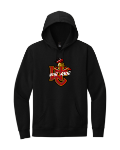 Black District V.I.T. fleece hoodie with the We Are Worthington Christian logo printed across the chest
