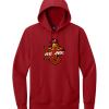 Classic Red District V.I.T. fleece hoodie with the We Are Worthington Christian logo printed across the chest