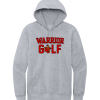 Light Heather Gray District V.I.T. fleece hoodie with the Worthington Christian Warrior Golf logo across the chest